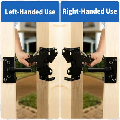 K Kasonic Self Closing Gate Hinges and Latch Kits, Heavy Duty Door Hinges Hardware Kit for Vinyl/PVC/Wooden Fence Gates, 90 Degree Adjustable, Fits 3/4" to 1" Gap with Adjuster Tool and Screws