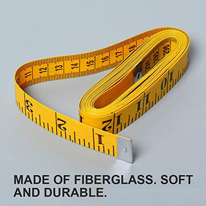 120 Inches/300cm Soft Tape Measure, Pocket Measuring Tape for Sewing Tailor Cloth Body Measurement, Yellow 2-Pack - size: 2-pack