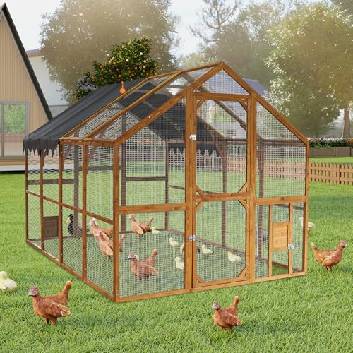 Endark 110" Large Walk-in Chicken Coop Enclosure with Waterproof Roof- Spacious Outdoor Yard, Pet Cage Playpen Farm Poultry Cage with Durable Wood Construction and Rain Protection(Brown)