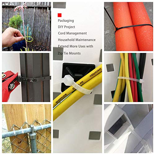 HS Strong Medium Zip Ties 8 Inch x 3/16" UV Rated Black 100 PCS Cable Zipties 50 Pounds Heavy Duty Self-Locking Strap Ties Automotive,Outdoor Fence Purpose - color: Black 8"100