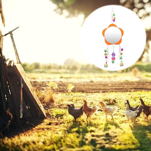GALPADA Acrylic Chicken Mirror Hanging Swing with Beak Grinding Function for Pet Birds and Chickens Sturdy Chew-Resistant Parrot Mirror Accessory for Cage Enrichment and Play