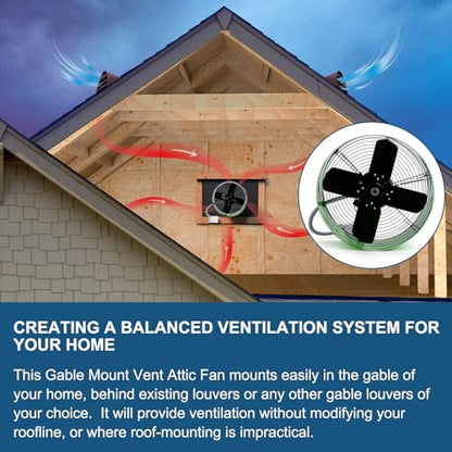 Criditpid 15" Gable Mount Vent Attic Fan for Gable, Home, Shed, Garage, Portable Building, Exhaust Ventilation Fan with Adjustable Thermostat 1650CFM, 1075RPM, 3.4A, 2500 Sq.Ft Coverage Area, Green. - color: 1650CFM