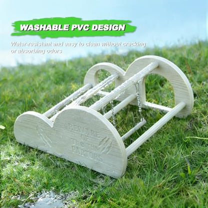 Chicken Perch with Swing & Mirror, Waterproof PVC Roosting Stand for Hens Activity Gym for Chick Toys & Bantams, Durable Easy-Clean Coop and Brooder