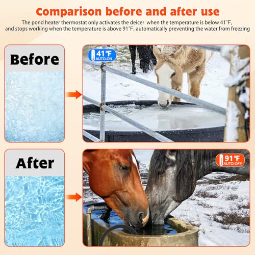 500W Horse Water Heater Aluminum Cast, Thermostatic Control Farm De-Icer, Utility Pond De-icer for Livestock Poultry Birds Horses Cows Wildlife Drinking for Winter - size: 500W