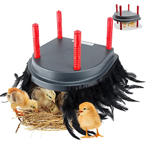 Brooder Heater for Chicks with Comfort Feathers,Chick Duckling Brooder Heating Plate Adjustable Height-Warm Up to 15 Chick,Ducklings(Heating Plate with Feather)
