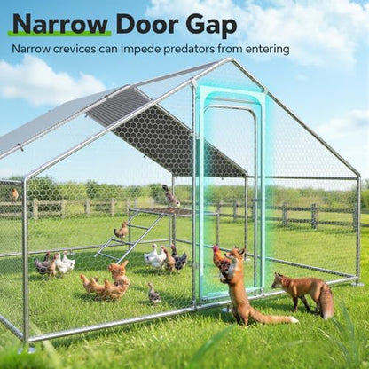 Large Metal Chicken Coop with Roosting Ladder, UV-Resistant and Waterproof Cover, Outdoor Walk-in Cage Hen House for Yard Farm Rabbit Duck Chicken Run, Spire Roof (13.1'W x 9.8'L x 6.4'H) - size: 157.5"L x 118.0"W x 78.0"H