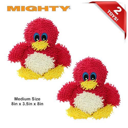 MIGHTY® 2 Pack Microfiber Medium Penguin Dog Toys | Ultra Durable Plush Toy with Multiple Layers & Reinforced Seams , Washable and Floats , Mighty® Construction - color: 2PK Pink Penguin