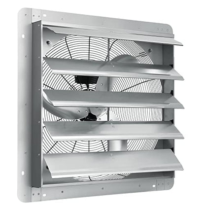 VEVOR 24'' Exhaust Fan, Wall Mounted Attic Fan with Variable Speed, 3320 CFM, Automatic Shutter, Ventilation and Cooling, Silver, Fan Only - size: 24 Inch