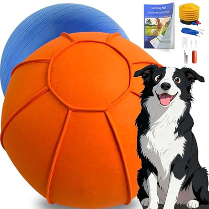 Herding Ball for Dogs, Large Dog Training, Jolly Ball for Australian Shepherd and Collie 25 inch (Orange)