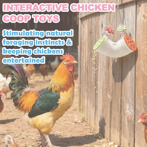 Chicken Enrichment Toys for Coop, Interactive Chicken Coop Toys - Hanging Tube Treat Dispenser | Slow Feeder for Chickens, Hens, Ducks, Parrots, Birds, Hamsters, Rabbits and Small Animals