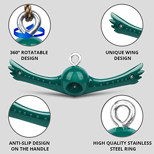 YAMIPROBI Swing Spins Set: 360° Handle Twist-Spin Flips Toy - Slackline Attachments Activate Play Powers - Accessories for Kids' Playground and Backyard Fun, Green - color: Green