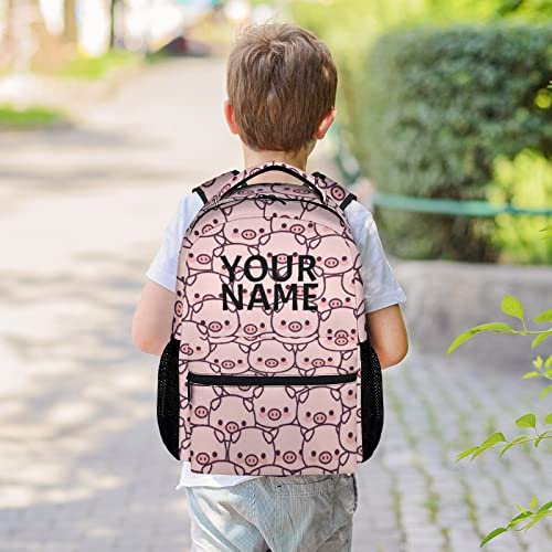 Personalized Pig Backpack Gifts with Text Name, 16 Inch Cute Pig Bookbag Durable, Lightweight, Large Capacity, Funny Animal Backpack for School Girls Kids Women - color: Style-1-1