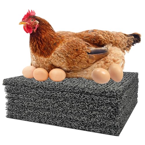 6-Pack 12×12 Washable Chicken Nesting Pads, Reusable Plastic Nest Box Liners for Chicken Coop & Poultry Laying Mats