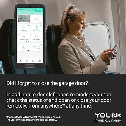YoLink 1/4 Mile World's Longest Range Smart Wireless Garage Door Opener, App Control, Compatible with Alexa IFTTT, YoLink Hub Required - color: White Contoller 2+White Sensor
