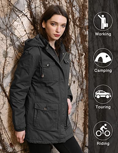 wantdo Women's Winter Coat Warm Anorak Parka Cotton Windproof Jacket with Removable Hood - color: Gray, size: Medium