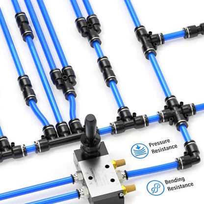 TAILONZ PNEUMATIC Air Line 1/4 inch od Blue Polyurethane PU Air Hose Pipe Tube 60M/200FT - color: Blue-PU, size: 1/4'' OD/200ft/60m