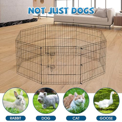 Peekaboo Dog Playpen 24 Inch, 8 Panel Metal Pet Fence with Top Cover | 24 Inch 8 Panel Foldable Metal Dog Playpen with Top Cover, GRS Certified Recycled Material - style: Playpen + top cover
