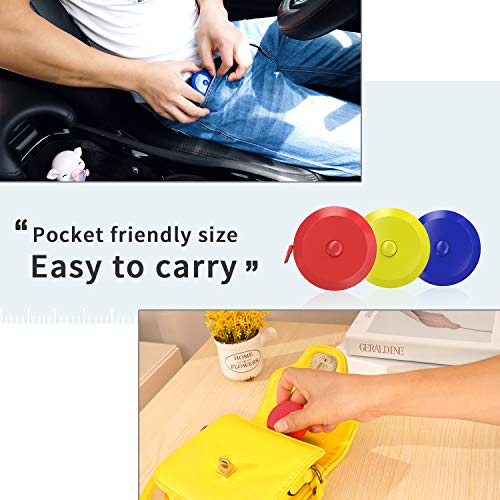 DiCUNO 60-Inch 1.5 Meter Soft and Retractable Tape Body Tailor Sewing Craft Cloth Dieting Measuring Tape (6 Colors of Blue, Red, Yellow, White, Pink, Green and 2 Soft Tapes) - color: 6 Colors