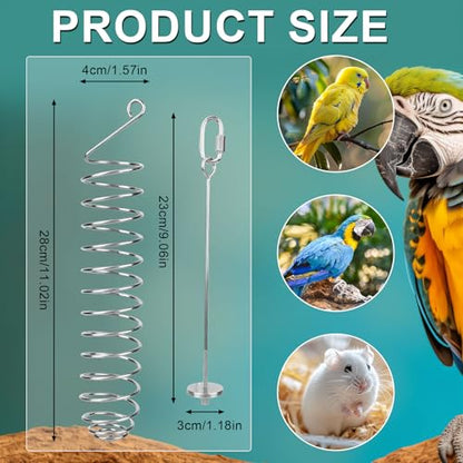 2pcs Rat Enrichment Toys, Premium Stainless Steel Bird Treat Skewer Food Holder Hanging Slow Feeder for Fruits Vegetables Ideal Cage Accessories Mouse & Bird Rodent Foraging Puzzle Toy(Silver)