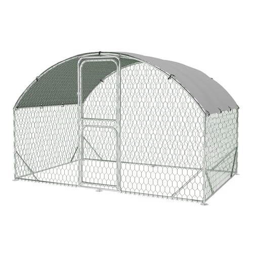 Large Metal Chicken Coop, Walk-in Chicken Run Pen with Waterproof Anti-UV Cover, Heavy Duty Poultry Cage for Chicken, Duck, Rabbit, Outdoor Backyard Farm Use - size: 118.1"L x 78.7"W x 78.7"H