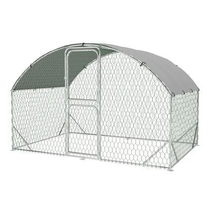 Large Metal Chicken Coop, Walk-in Chicken Run Pen with Waterproof Anti-UV Cover, Heavy Duty Poultry Cage for Chicken, Duck, Rabbit, Outdoor Backyard Farm Use - size: 118.1"L x 78.7"W x 78.7"H