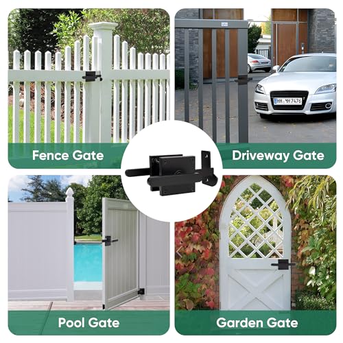 JUBEST Double Side Gate Latch, Heavy Duty Swinging Door Latch Gate Hardware for Left Inswing Outdoor Fence, Wooden Gates, Pool Gate, Backyard, Garden - size: GL01