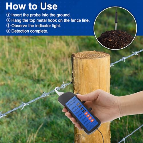 Kingdder Electric Fence Tester Kit, 12kv Neon Voltage Fault Finder (No Battery Required) with 50 Pcs Screw-in Wood Post Insulators for Farm Ranch Polywire Tape, 2000v-12000v(Bolt Kit) - style: Bolt Kit