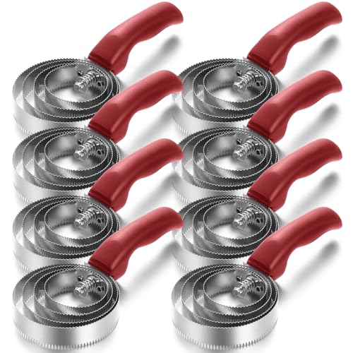 Tanlade 8 Pack 4 Rings Curry Comb Horse Brush Metal Curry Brush Derby Party Supplies Reversible Stainless Steel Comb Scraper with Comfortable Grip for Cow Sheep Pet Dog Goat Horse (Red) - color: Red