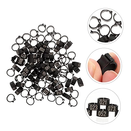 UPKOCH 100pcs Pigeon Leg Identification Rings Durable Plastic Foot Bands for Pigeons Ducks and Chickens Easy Design for Bird Management and Breeding - color: Black
