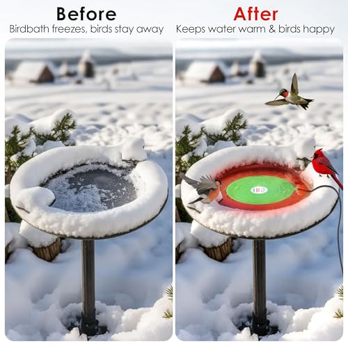 Dreyoo 60W Bird Bath Heater, Submersible De Icer for Outdoor Winter Use, Thermostatic Control, IP65 Waterproof, Chicken Water Heater for Birds, Poultry, Livestock, Wildlife Drinking(1 Pack)