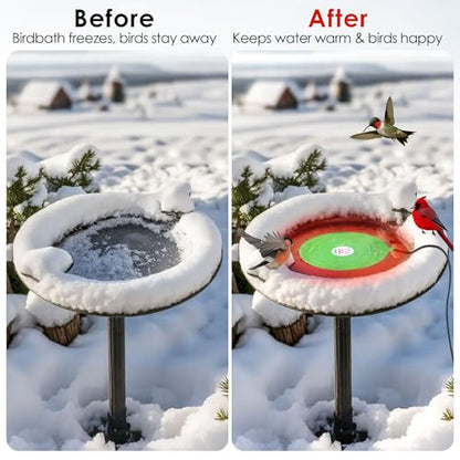 Dreyoo 60W Bird Bath Heater, Submersible De Icer for Outdoor Winter Use, Thermostatic Control, IP65 Waterproof, Chicken Water Heater for Birds, Poultry, Livestock, Wildlife Drinking(1 Pack)