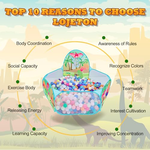 Kids Ball Pit, Pop Up 3+Children Play Tent, Toddler Ball Pool Baby Crawl Playpen with Basketball Hoop, Portable Toys for Girls Boys, 4ft/120cm, Balls Not Included, Dinosaur World - style: Dinosaur