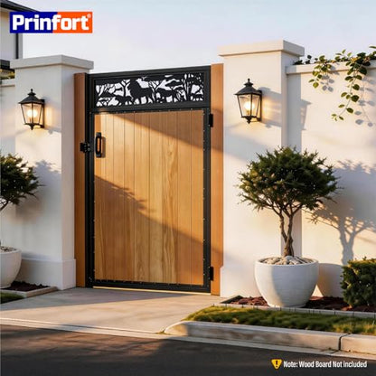 4x6FT (46.78" W X 70.8" H) 201 Stainless Steel Anti Sag Wooden Fence Gate Kit Heavy Duty Garden Gate Frame Hardware Kit Reinforcement (Left/Right Free-Installation) - size: W4xH6 FT-Lion