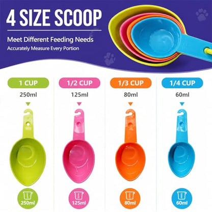 Rypet Dog Food Scoop Set of 4 - Plastic Measuring Cups for Dog, Cat and Bird Food (Random Color) - color: Set of 4