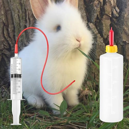 24 Pcs Lamb and Goat Kid Feeding Kit Including 3 Pcs 400ml Lamb Feeding Bottles 15 Pcs Goat Nipples 6 Pcs Feeding Tube Kit 60 ml Syringe and 16 FR Tube for Puppies Goat Feeding Baby Goats