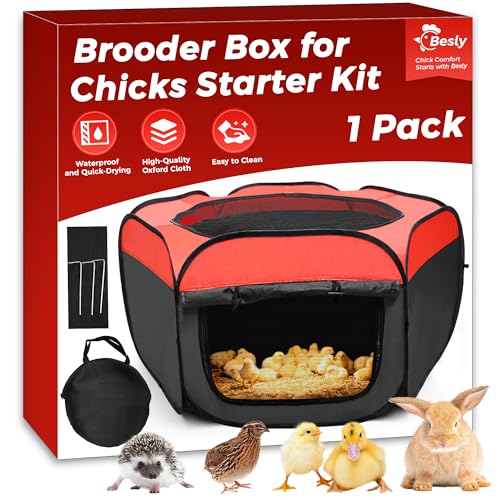 Brooder Box for Chick, Large Brooder for 15 Chicks, Breathable Mesh Ventilation, Waterproof Removable Bottom Mat,Foldable, Pop-up,No Assembly Required