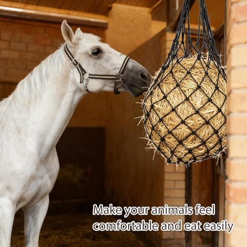 2-Pack Hay Bags for Horses,Large Slow Feed Hay Feeder for Goats,Sheep & Donkeys,Extra Strong Nylon Hay Bag for Trailers, Barns & Pastures,Easy Fill Design,Promote Healthy Grazing