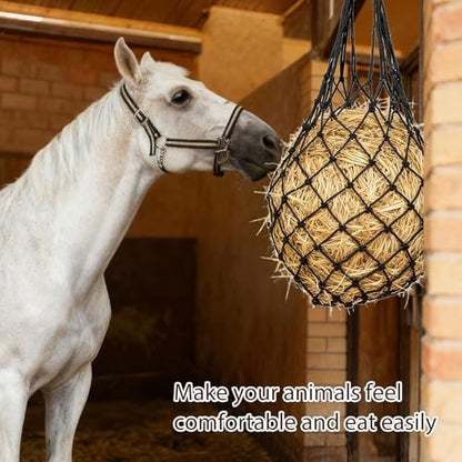 2-Pack Hay Bags for Horses,Large Slow Feed Hay Feeder for Goats,Sheep & Donkeys,Extra Strong Nylon Hay Bag for Trailers, Barns & Pastures,Easy Fill Design,Promote Healthy Grazing