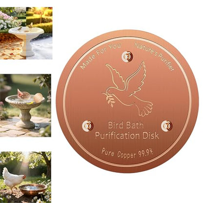 Copper Disk for birdbath, Chicken,Dogs & Cats Water Feeder, 99.9% Pure Copper Disk, Physical Safe Clean Water, Universal Fit for Outdoor Birdbaths, Pets Water Bowls,Year-Round Use (1 Pcs) - style: 1 pcs