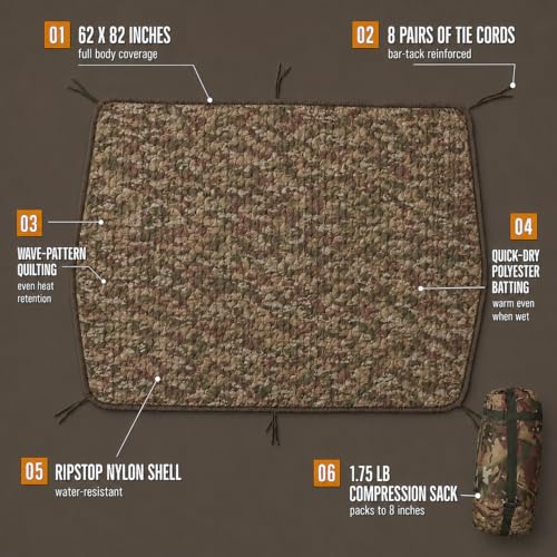 USGI Industries Military Woobie Blanket | Thermal Insulated Camping Blanket, Poncho Liner | Large, Portable, Water-Resistant, for Hiking, Survival | Compression Carry Bag - color: Ocp Multicam