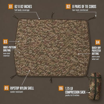 USGI Industries Military Woobie Blanket | Thermal Insulated Camping Blanket, Poncho Liner | Large, Portable, Water-Resistant, for Hiking, Survival | Compression Carry Bag - color: Ocp Multicam