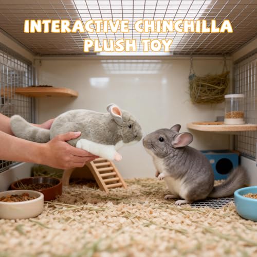 YUEPET Chinchilla Plush Cuddler Toy, Soft Chinchilla Cuddle Buddy, Comfort Anxiety Relief & Stress Reducer Companion for Chinchillas, Guinea Pigs, Hamsters, Ferrets, Hedgehogs, Sugar Gliders