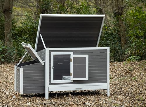 New Age Pet ECOFLEX Fontana Premier Chicken Barn, Weather Resistant Gray Coop with Easy Clean Pull Out Tray, Nesting Box, Hinged Roof, Easy No Tool Assembly for 2 to 4 Chickens