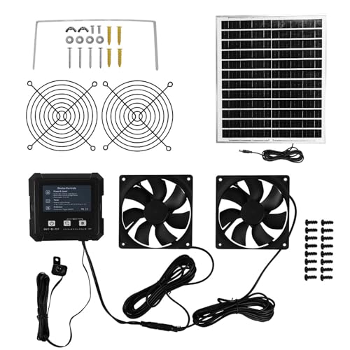 Solar Chicken Coops Fan with Light Sensing Auto Timer Double Ventilation for Poultry House Outdoor Weatherproof Solar Chicken Coops with Light Sensing Auto Timer Double Ventilation for Poultry House