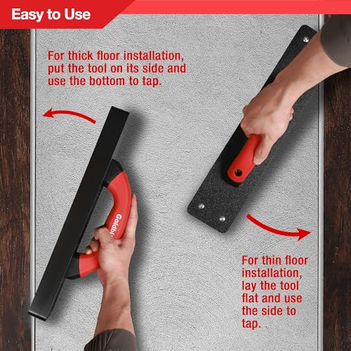 Goldblatt Tapping Block for Vinyl Plank Flooring, Heavy Duty Hammer-Free Flooring Installation Tool with 9" Large Soft-grip Handle for Installing Laminate, Hardwood, LVP, LVT or Engineered Wood