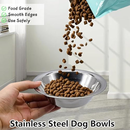 kathson 2 Pack Stainless Steel Dog Bowls, Dog Water and Food Bowl Set, Metal Puppy Bowls, Pet Dishes for Small Dogs and Cats - color: Silver, size: 2cups