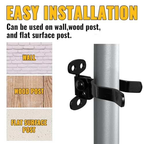VIVIDA 1-3/8" Black Wall Mount Latch, Chain Link Flat Back Gate Latch for 1-3/8" Gate Frame, Mounts to Wooden Fence Post or Wall, Black Chain Link Fence Parts, 2 PCS - size: 1-3/8" (2 PCS)