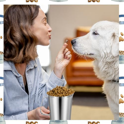 3 Cup Dog Food Scoop 304 Stainless Steel Dog Food Measuring Cups for Cat or Bird Pet Foods, Injection Molded and Dishwasher Safe (3 Cups) - size: 3 Cup