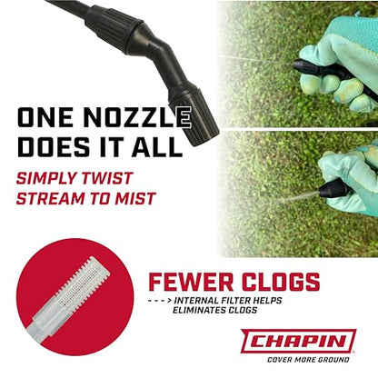 Chapin 1-Gallon Pump Sprayer, Anti-Clog Design for Easy Use, 2pk | Durable lightweight tank for home and garden; weed control, pest care and cleaning with easy pump, adjustable nozzle and hose - size: 1 Gallon 2-Pack