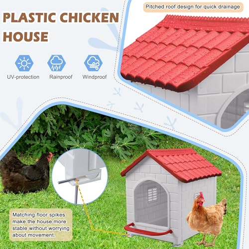 Nesting Boxes for Chicken, Plastic Single Compartment Chicken Nesting Box for Laying Eggs for Hens, Ducks and Poultry - Red - color: Red